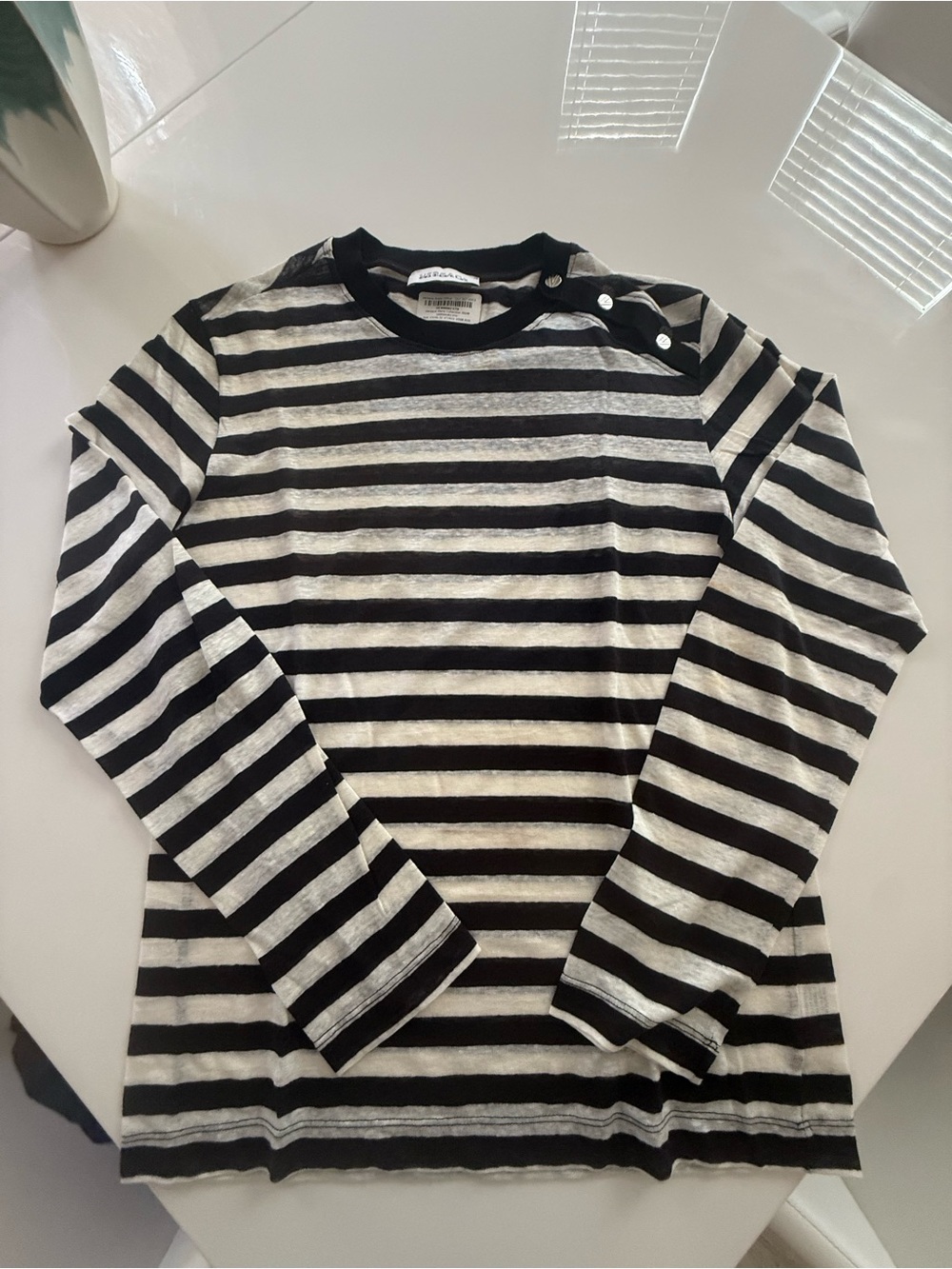 Versace Black and White Striped Long Sleeve Kids Tee